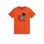 Funny Jimothy Halloween sweatshirt shown in orange color