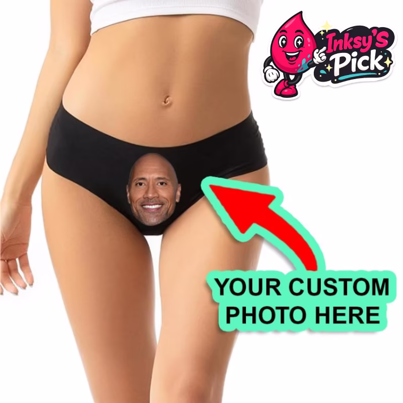 Custom printed panties front view with personalized face photo