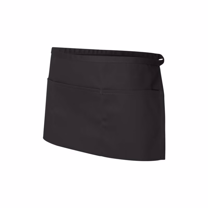 Custom printed Liberty Bags waist apron side view showing wraparound ties and pocket depth