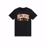 Halloweenie shirt with six dachshunds dressed in Halloween costumes