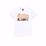 Halloweenie shirt in white color with six dachshunds dressed in Halloween costumes