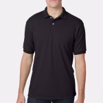Hanes Men’s EcoSmart Jersey Polo in Black color front view