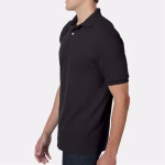 Hanes Men’s EcoSmart Jersey Polo in Black color side view