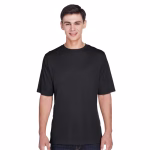 Custom Team 365 Men’s Zone Performance T-Shirt in Black front view with unlimited-color team logo printing