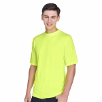 Custom Team 365 Men’s Zone Performance T-Shirt in Safety Yellow front view with unlimited-color team logo printing