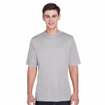 Custom Team 365 Men’s Zone Performance T-Shirt in Silver front view with unlimited-color team logo printing