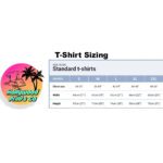 Hollywood Prints Standard T-Shirt sizing chart.