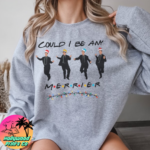 women wearing a heather gray sweater