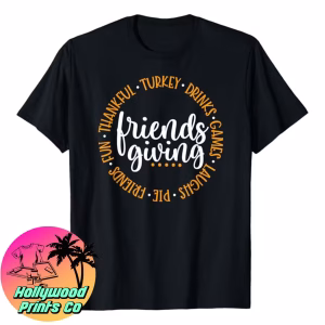 Friendsgiving Day Friends & Family Thankful T-Shirt in black