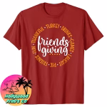 Friendsgiving Friends & Family Thankful T-Shirt in red