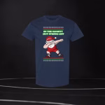 Cute wrestling santa shirt by Hollywood Prints in navy blue