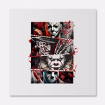 Halloween Horror Scary Movie Characters Crew DTF Transfer with bloody red and black design perfect for shirts, hoodies, and tote bags