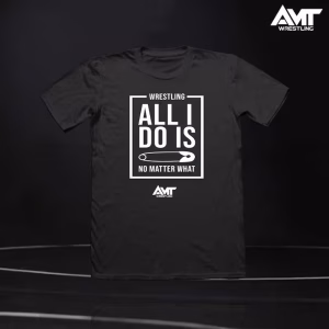 Black AMT Wrestling All I Do Is Pin Shirt wrestling graphic t-shirt for athletes