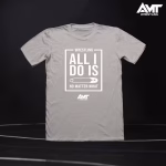 Gray AMT Wrestling All I Do Is Pin Shirt with bold wrestling slogan graphic