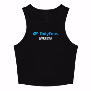 Custom OnlyFans creator racer cropped tee in black personalized crop top shirt for influencers, branding, and creator merch