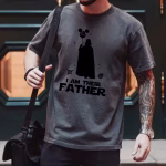 Man wearing an I Am Their Father Shirt in gray color variant