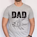 Custom dad shirt with kids names for Father’s Day gift in gray color variant