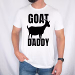 Man in funny Goat Daddy shirt in white color variant