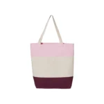Tri-Color Cotton Canvas Tote Bag in Maroon, Natural, and Pink color variant
