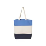 Product image of q-tees brand tri color tote in the navy carolina blue color variant