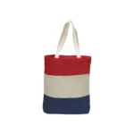 Tri-Color Cotton Canvas Tote Bag in Red, Natural, and Blue color variant