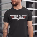 Dad wearing Top Dad Father’s Day t-shirt in black color variant