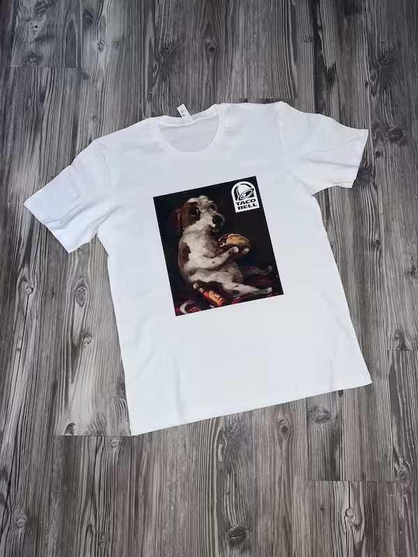 100 percent cotton shirt printed with custom DTF transfers