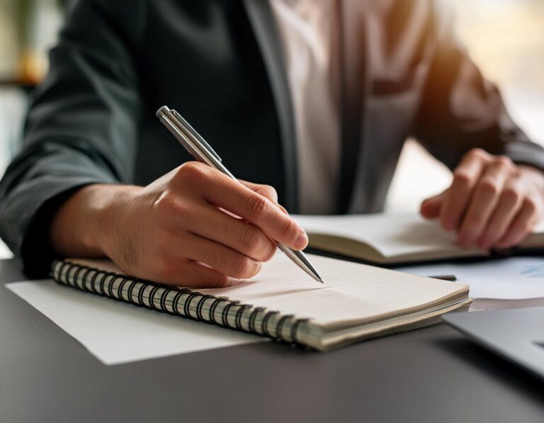 Man hand holding pen working on a pricing strategy